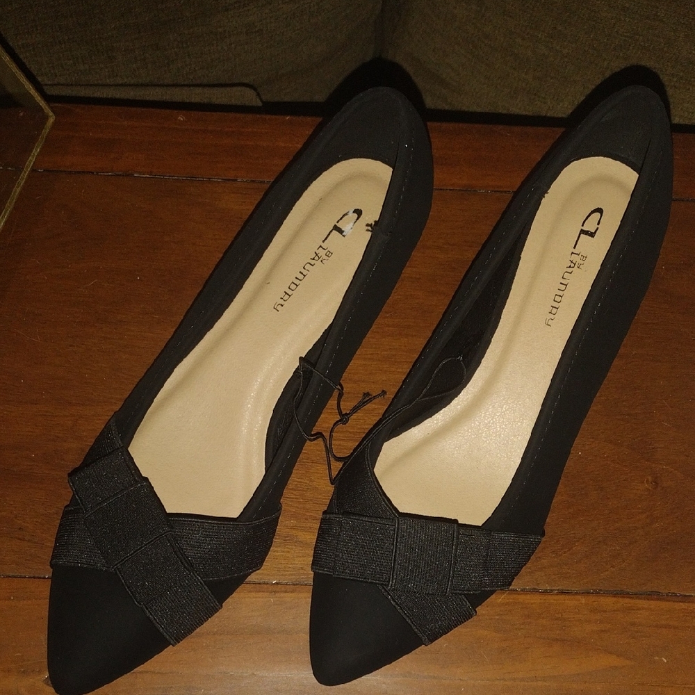 CL by Laundry Women's Black Bow Kitten Heels  NWOT